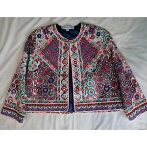 CHRISTOPHE SAUVAT Embroidered Multicolor Cropped Jacket